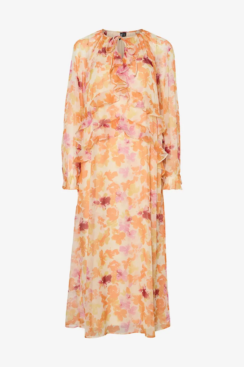 Pieces Kjole pcClara LS Long V-neck Dress Wvn D2 - Flerfarget