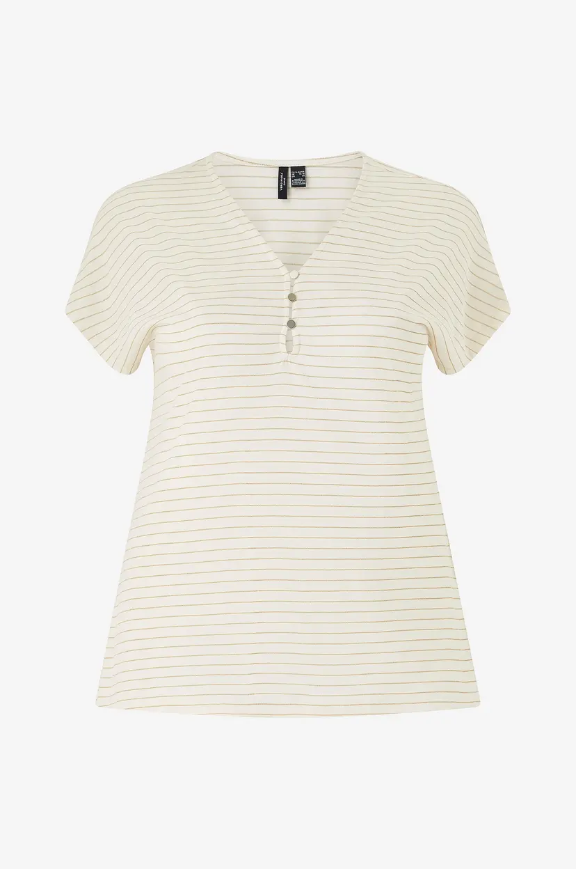 Vero Moda Curve Topp vmCbalola C/s V-neck Jrs Btq CU - Beige