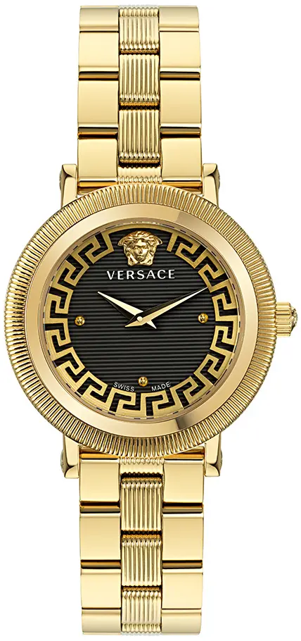 Versace Versace Dameklokke VE7F00623 Greca Sort/Gulltonet stål Ø35 mm