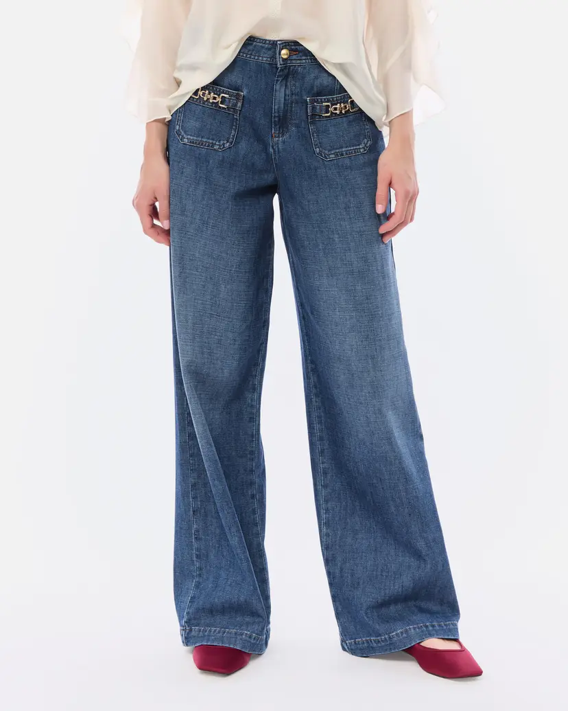 Nenette Nenette SCART Blue Wide leg jeans