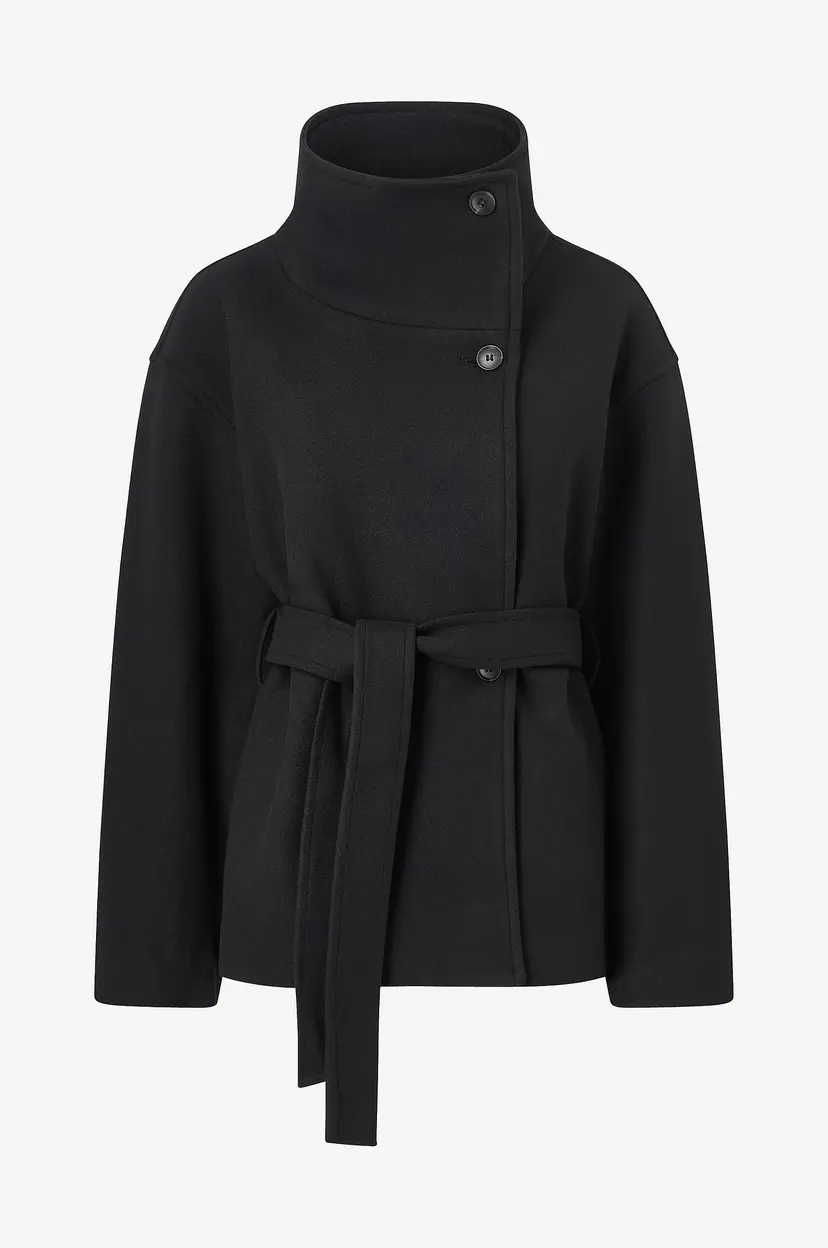 Gina Tricot Jakke High Neck Wool Blend Jacket - Svart