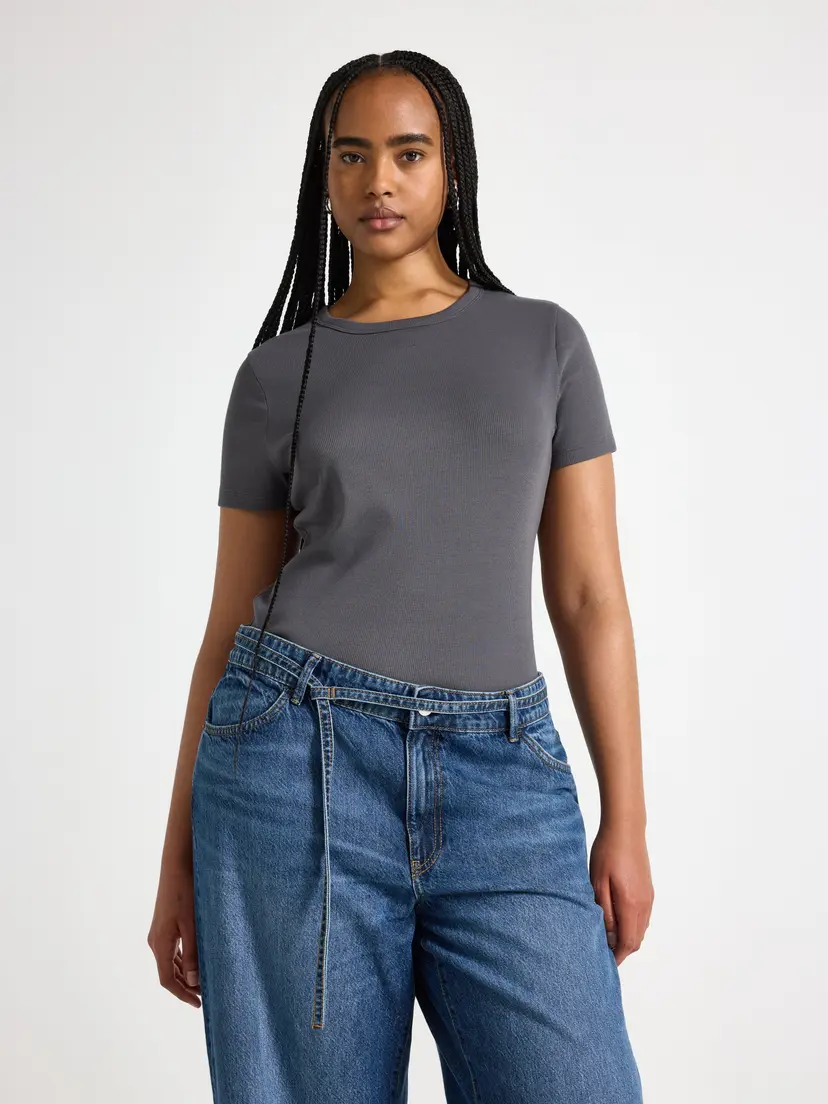 Lindex Kortermet ribbet topp