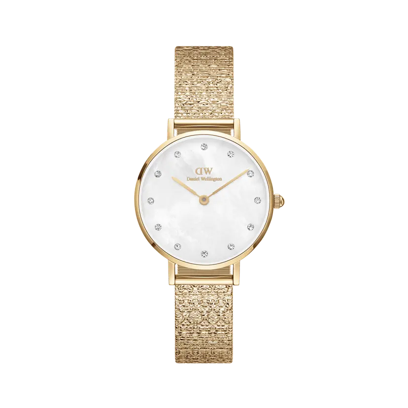 Daniel Wellington Gold 28mm Watch Petite Lumine Pressed Piano White Mop | DW