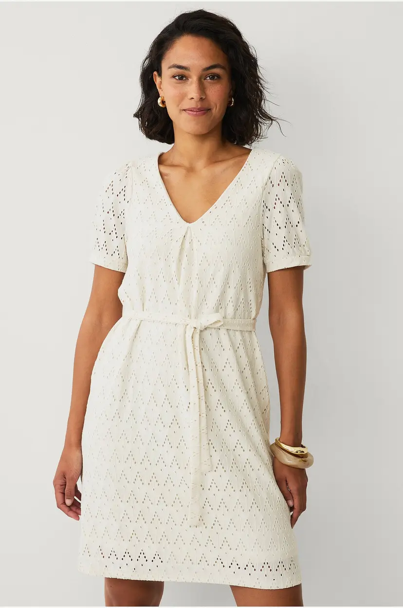 Vila Kjole viAmalina V-neck S/S Dress - Hvit