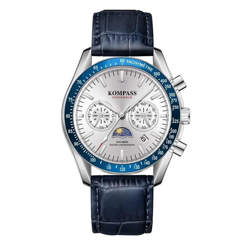 Kompass Stockholm Kompass Day-Night Master Chronograph Silver Blue