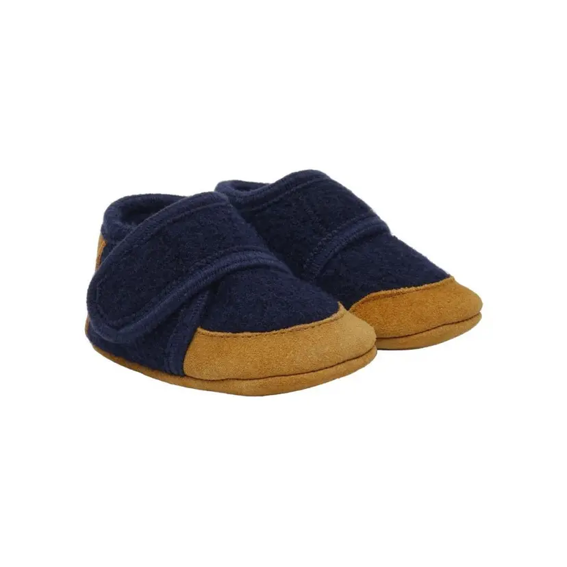 En Fant En Fant - Tøfler i Ull/ Suede Navy