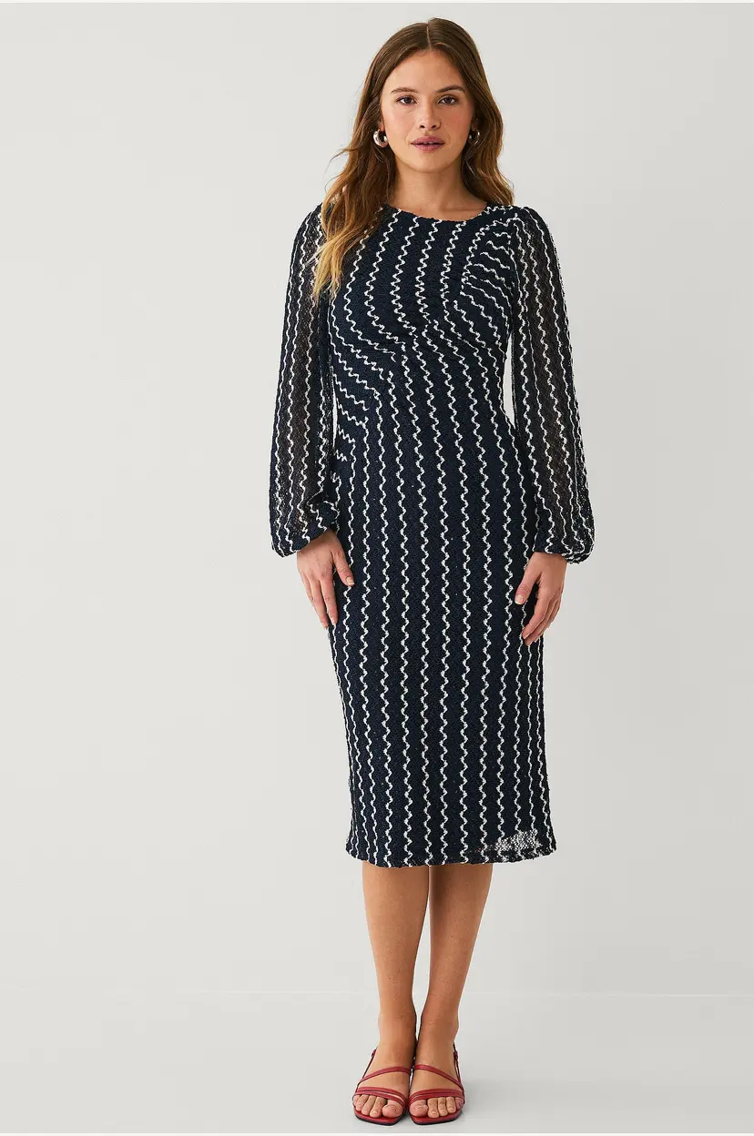 Vila Midikjole viEllen O-neck L/s - Blå