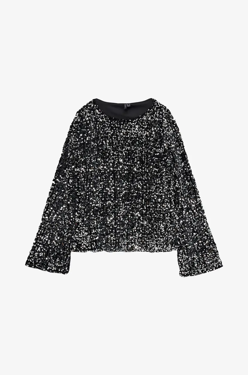 Vero Moda Paljettopp Vmbella LS Boatneck - Svart