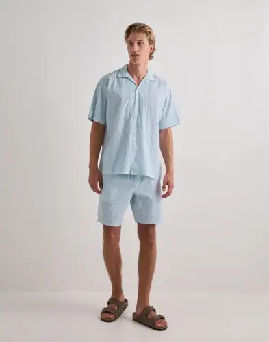 Jack & Jones Jack & Jones Jjmilo Seersucker Resort Shirt Ss S Kortermede skjorter Blå