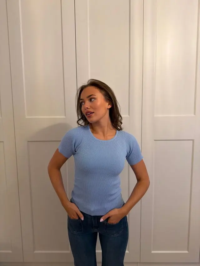 A-View Rib Knit Short Sleeve Top