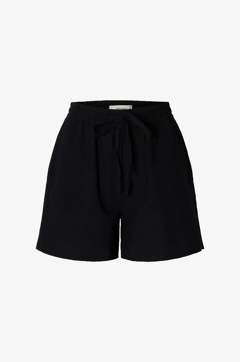 Selected Women Shorts slfLuisa-linnie Linen Blend Shorts - Svart