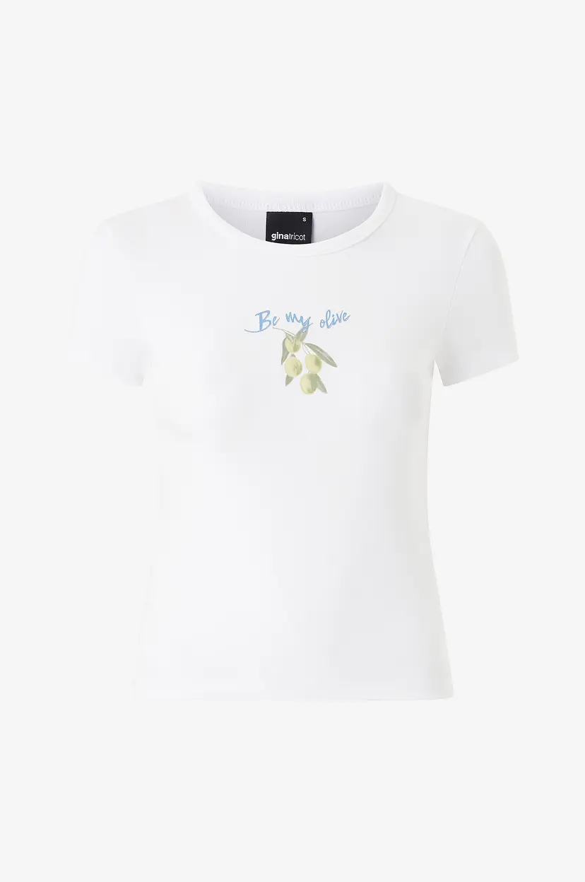 Gina Tricot Topp Printed Tight Top - Hvit