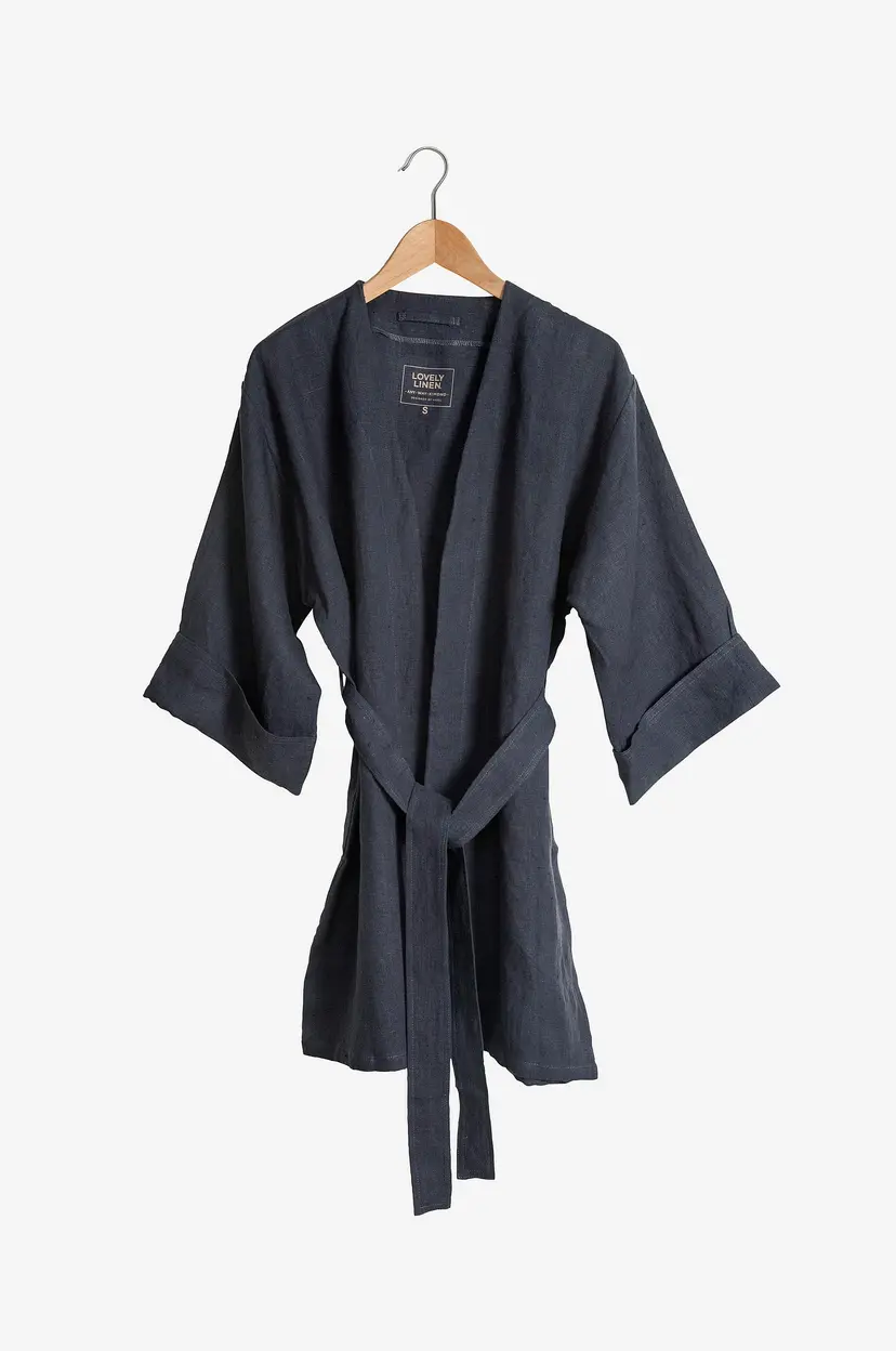 Lovely Linen Kimono Lovely i vasket lin - Grå