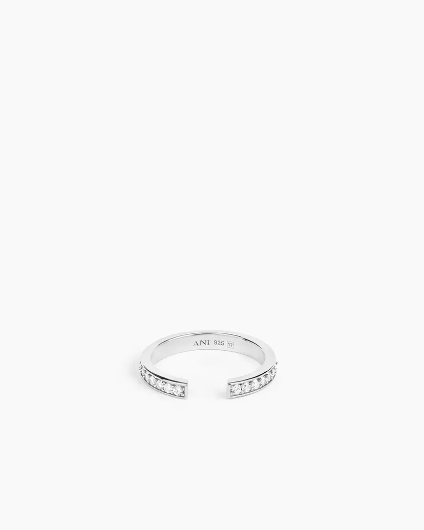 ANI Jewels Aperto Pave Ring Silver - 14