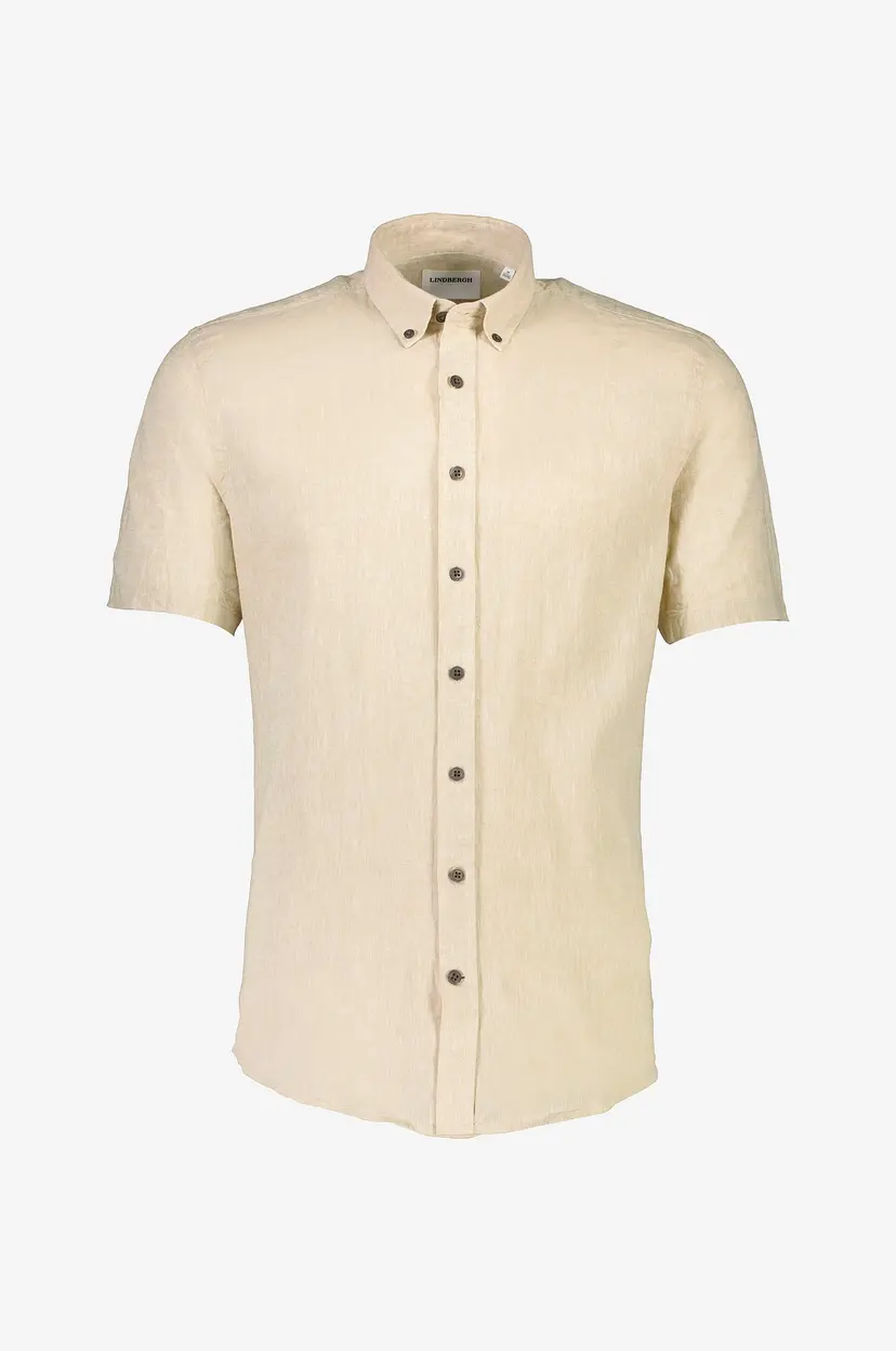 Lindbergh Linskjorte Linen Cotton Shirt S/S - Grå