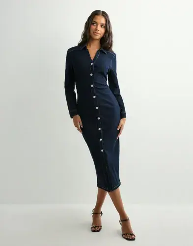 ONLY Only - Blå - Onlcaitlin Ls Dnm Dress Bj