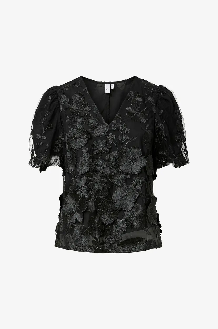 Y.A.S Bluse yasFlowering SS V-neck - Svart