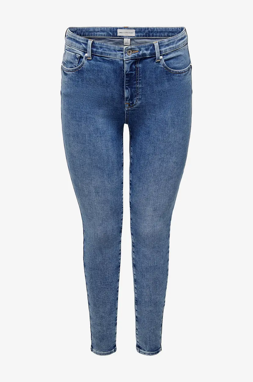 Only Carmakoma Jeans carPower Mid Skinny P UP Dnm Soo411 - Blå