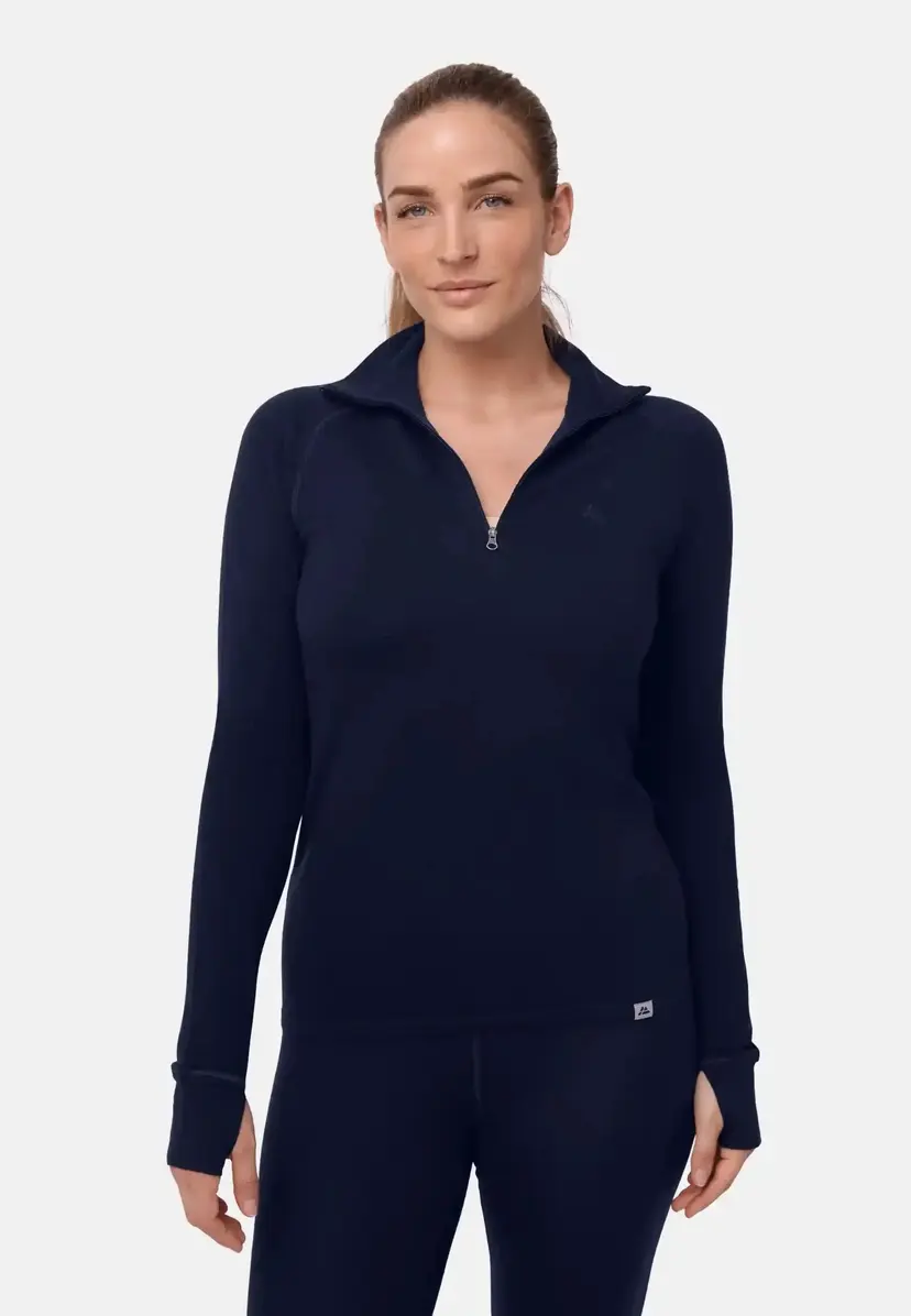 DANISH ENDURANCE DANISH ENDURANCE Merino Half-zip Skiundertrøje, Mørk Marineblå, S