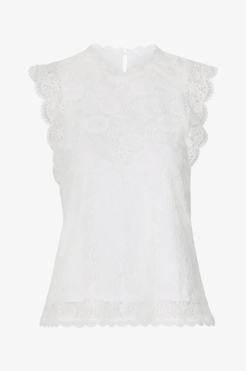 Pieces Topp pcOlline SL Lace Top - Hvit