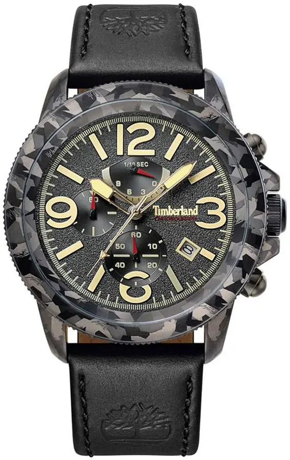 Timberland Timberland Herreklokke TBL15474JSGY61 Sort/Lær Ø46 mm