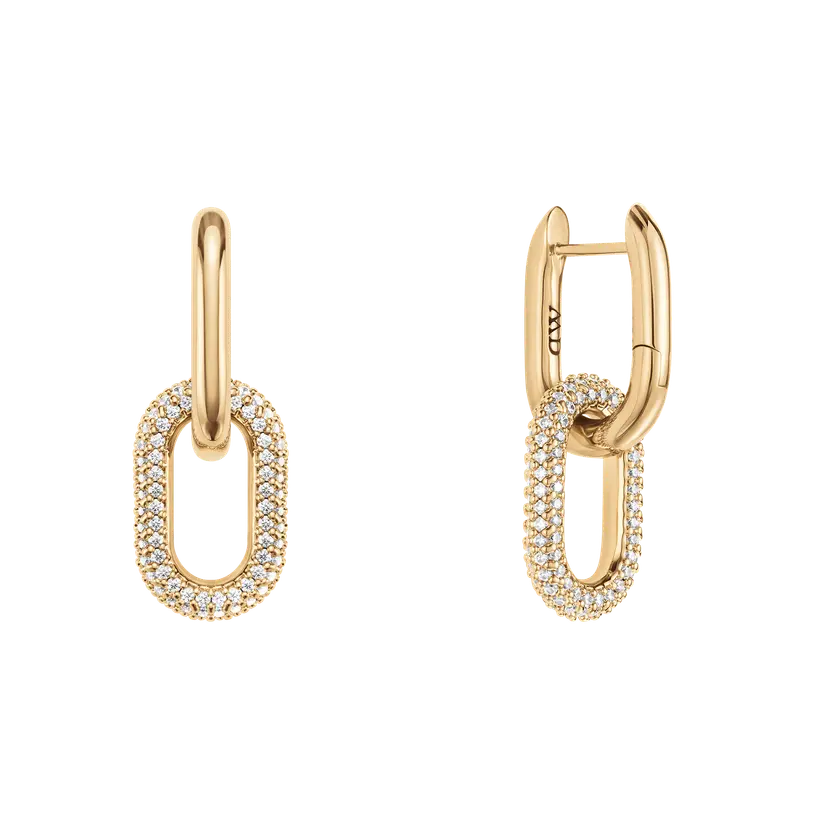 Gold Earrings Crystal Link | DW