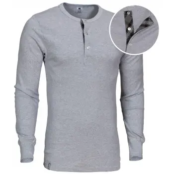 Dovre Dovre Organic Cotton Grand Dad Rib Shirt Grå økologisk bomull Large Herre