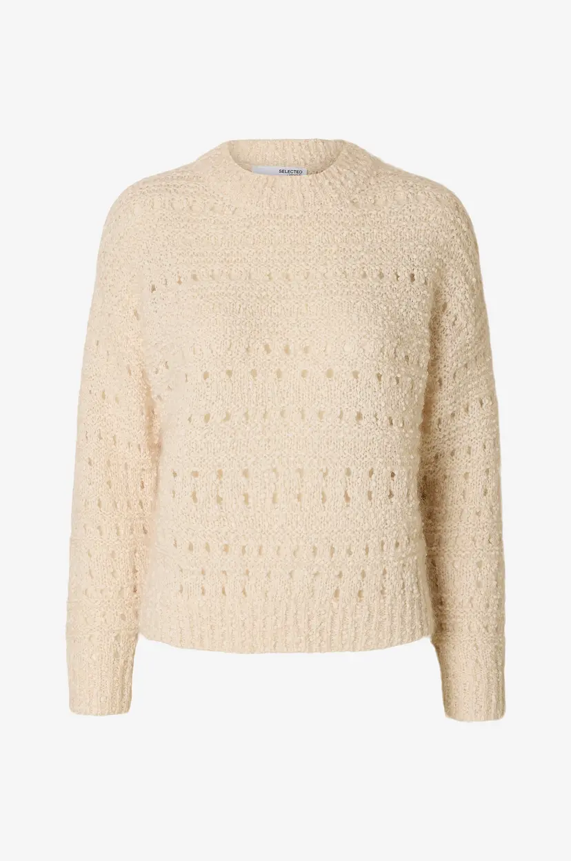 Selected Women Genser slfAlfi LS Knit O-neck - Beige