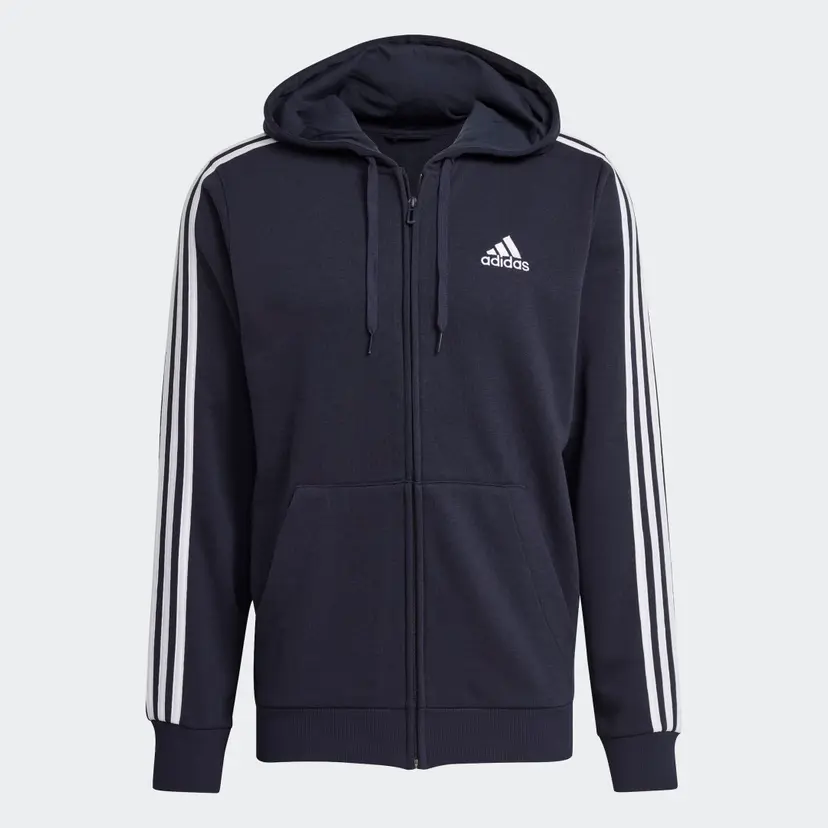 Adidas Essentials French Terry 3-Stripes Full-Zip Hettegenser