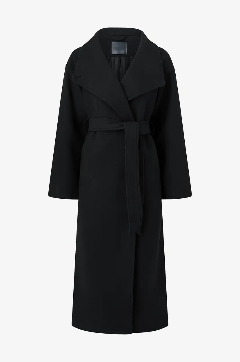 Gina Tricot Kåpe High Neck Wool Blend Coat - Svart