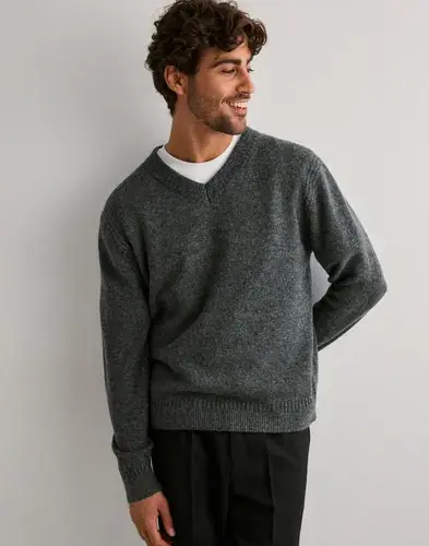 Only & Sons Only & Sons Onsmove Rlx Brushed V-Neck Knit Strikkegensere Grå