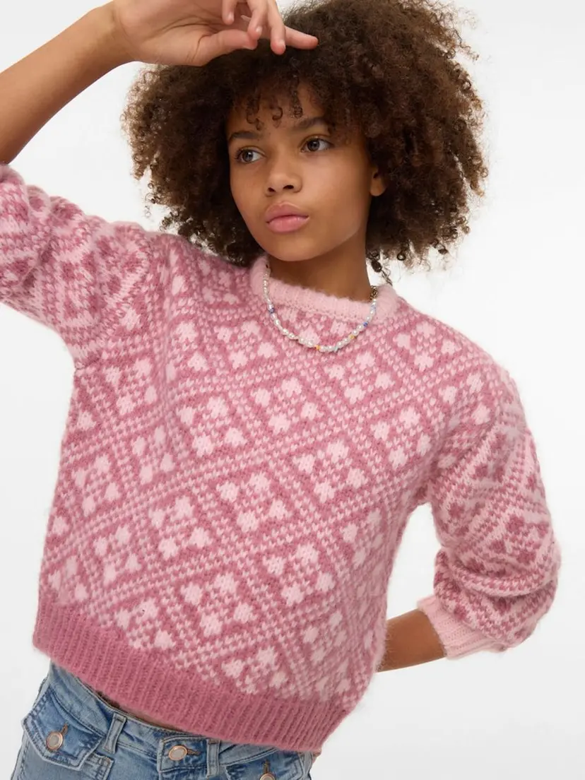 Vero Moda Girl Vero Moda Girl Inga oversized genser rund hals lys rosa (116 / 6 år)