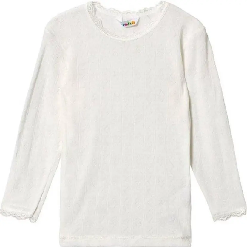 Joha Trøye i ull/silke med blonder Off-white