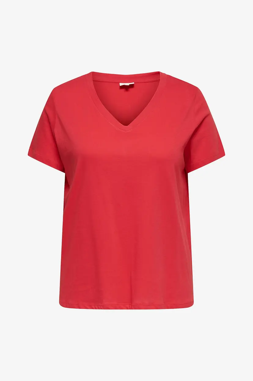 Only Carmakoma Topp carAlison S/S V-neck Reg Tee - Rød