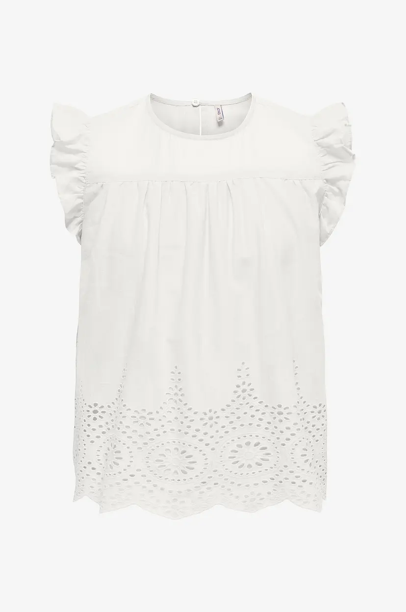 Kids Only Bluse kogBondi Life S/L Emb Frill Top Wvn - Hvit