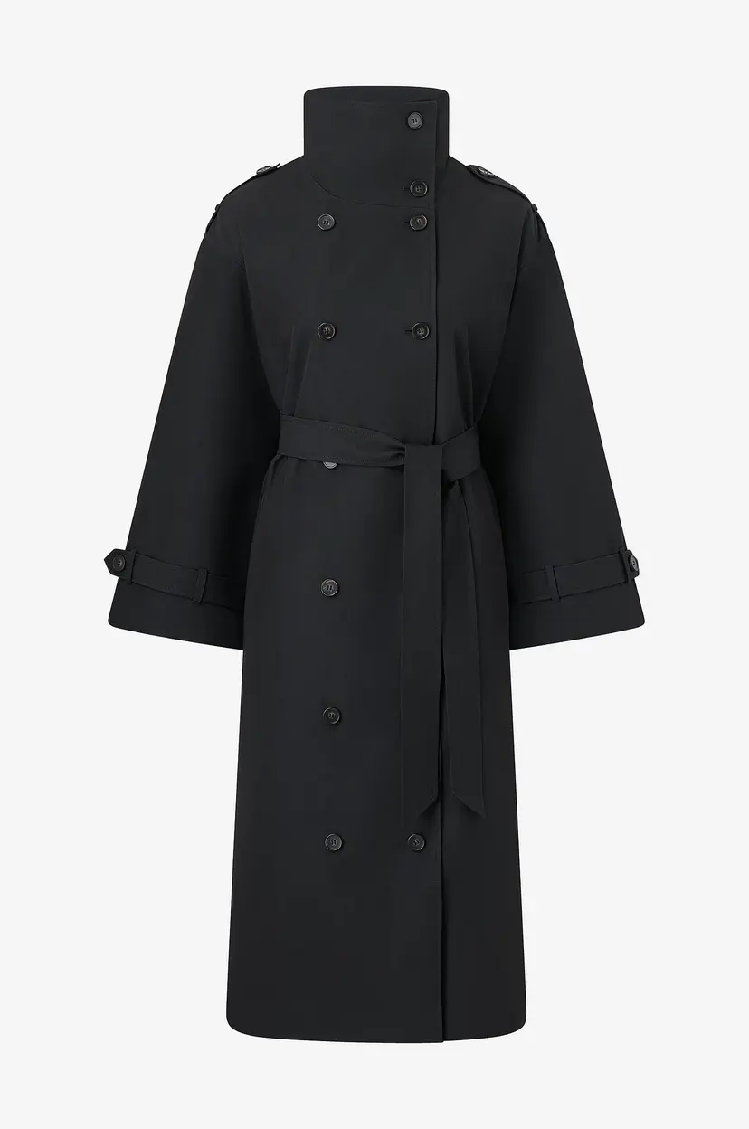 Gina Tricot Trenchcoat High Neck Cotton - Svart