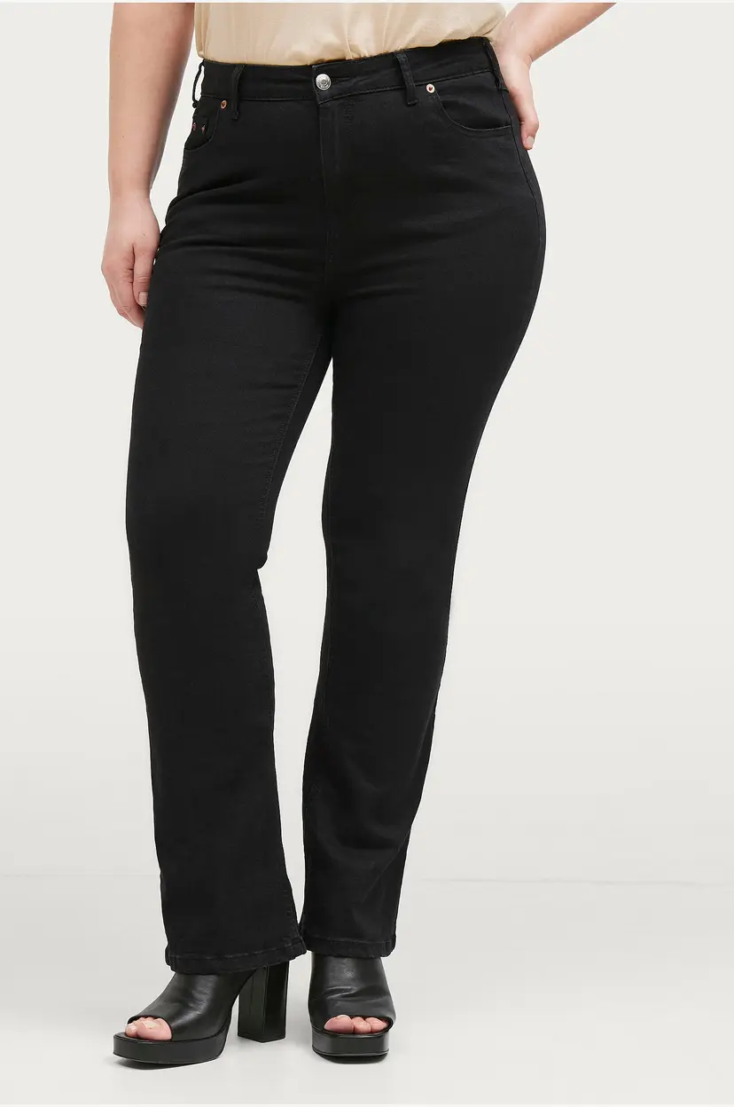 Ellos Plus collection Utsvingte stretchjeans med høy midje - Svart