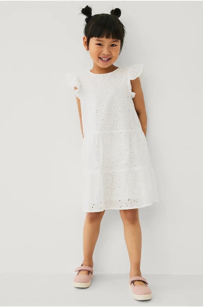 Ellos Collection Kjole med broderie anglaise - Hvit
