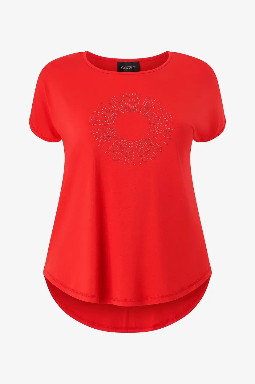 Gozzip Kortermet topp GGitte T-shirt with stones - Rød