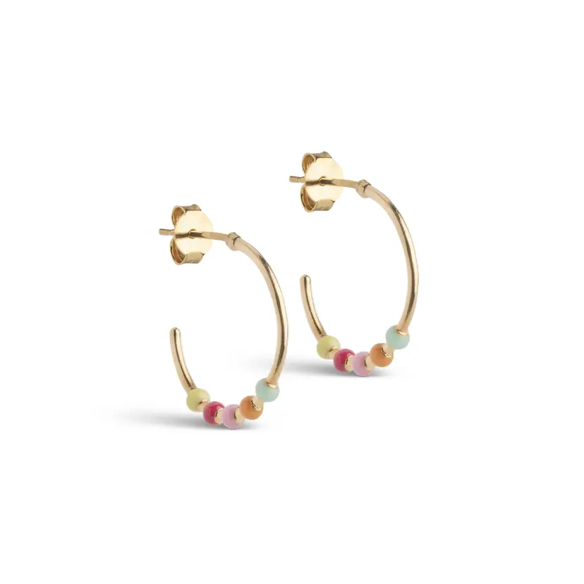 Enamel Enamel - Lola Large Rainbow Hoops i forgyldt messing - E494GB-Rainbow