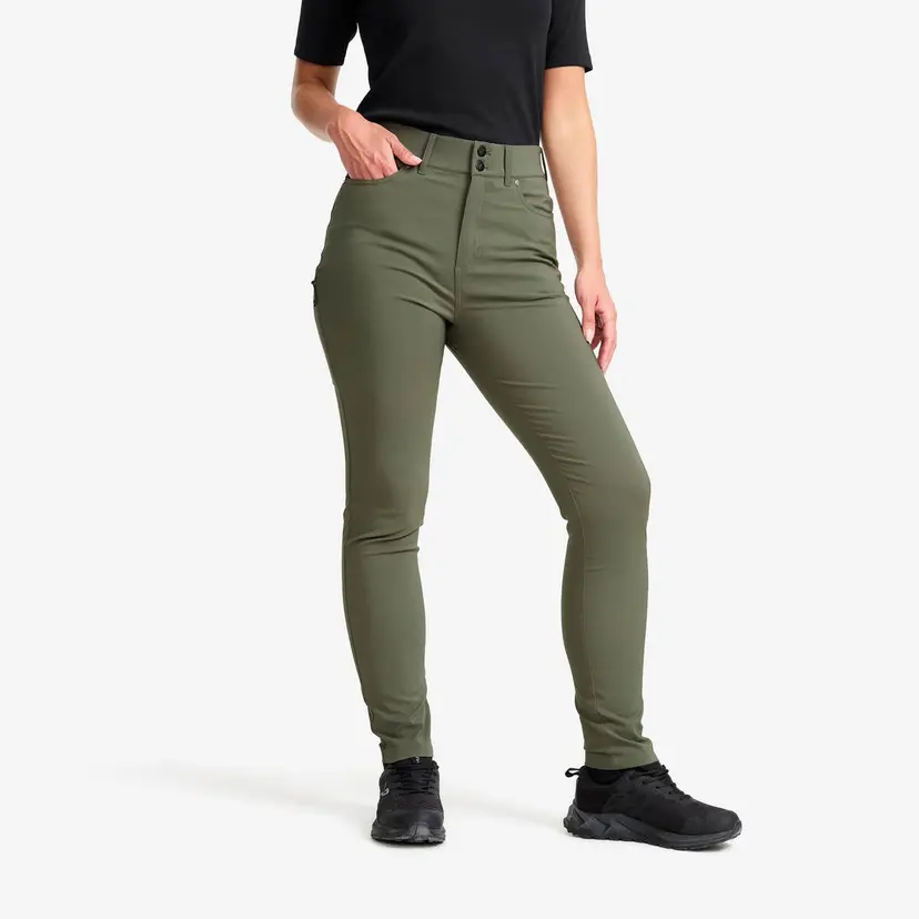 RevolutionRace Root High-waist Stretch Jeans Dame Kambaba Green