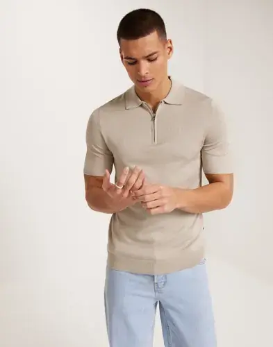 Only & Sons Only & Sons Onswyler Life Reg 14 Ss Zip Polo Kn Gensere med glidelås Beige