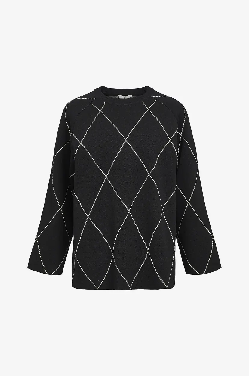 Object Collectors Item Pullover objEster LS Knit Top Aop - Svart