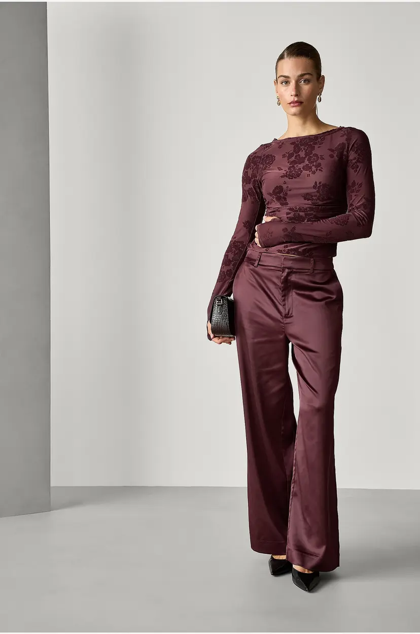 Joelle Brede dressbukser i sateng - Brun