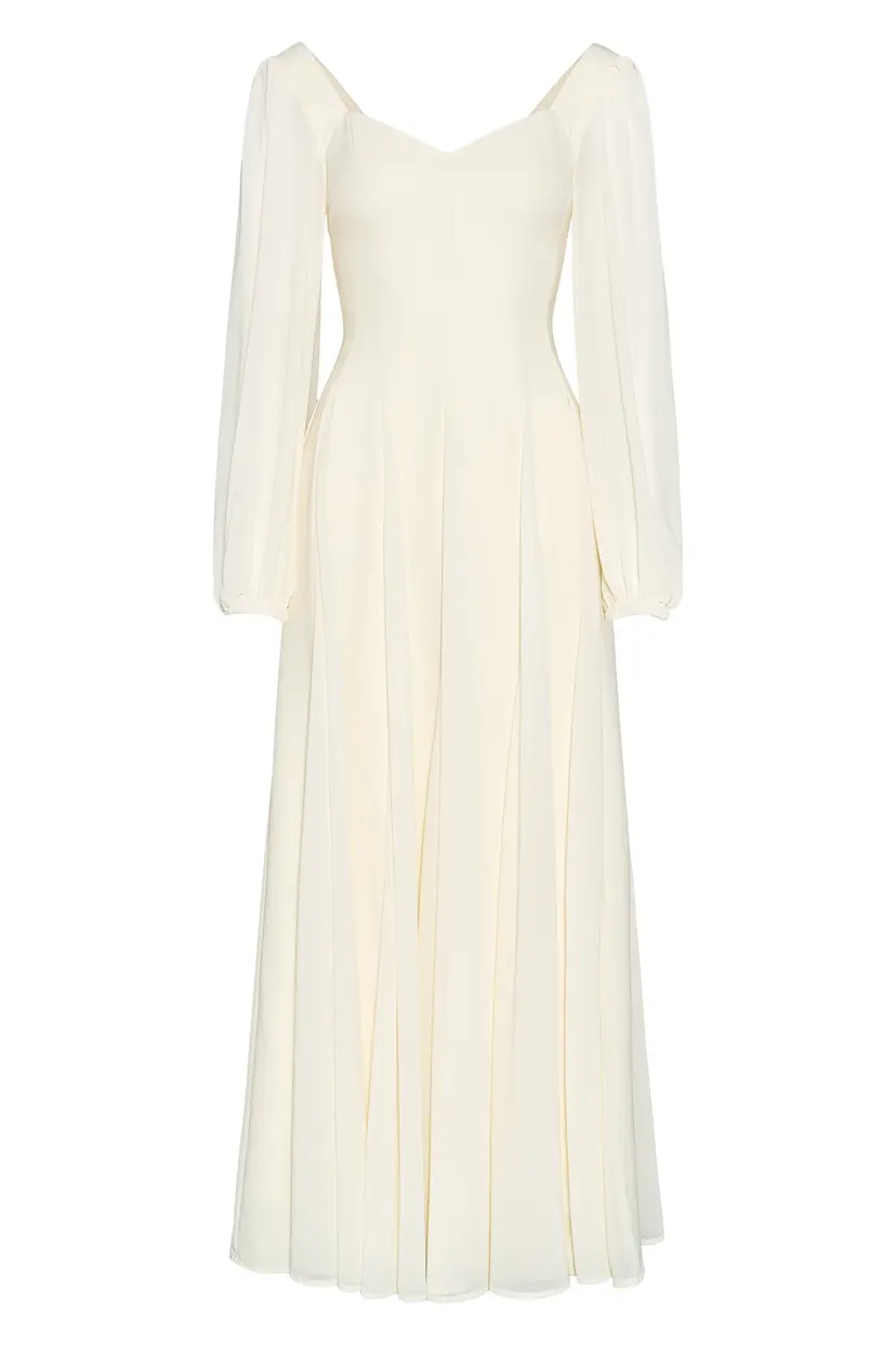 MurlongCres. Alette Maxi Dress Long Sleeves – Ivory Bridal & Wedding Dress, XXS