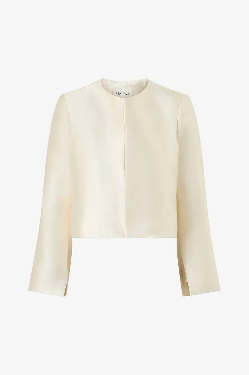 By Malina Bluse Ruthie Slit-Sleeve Satin Blouse - Hvit