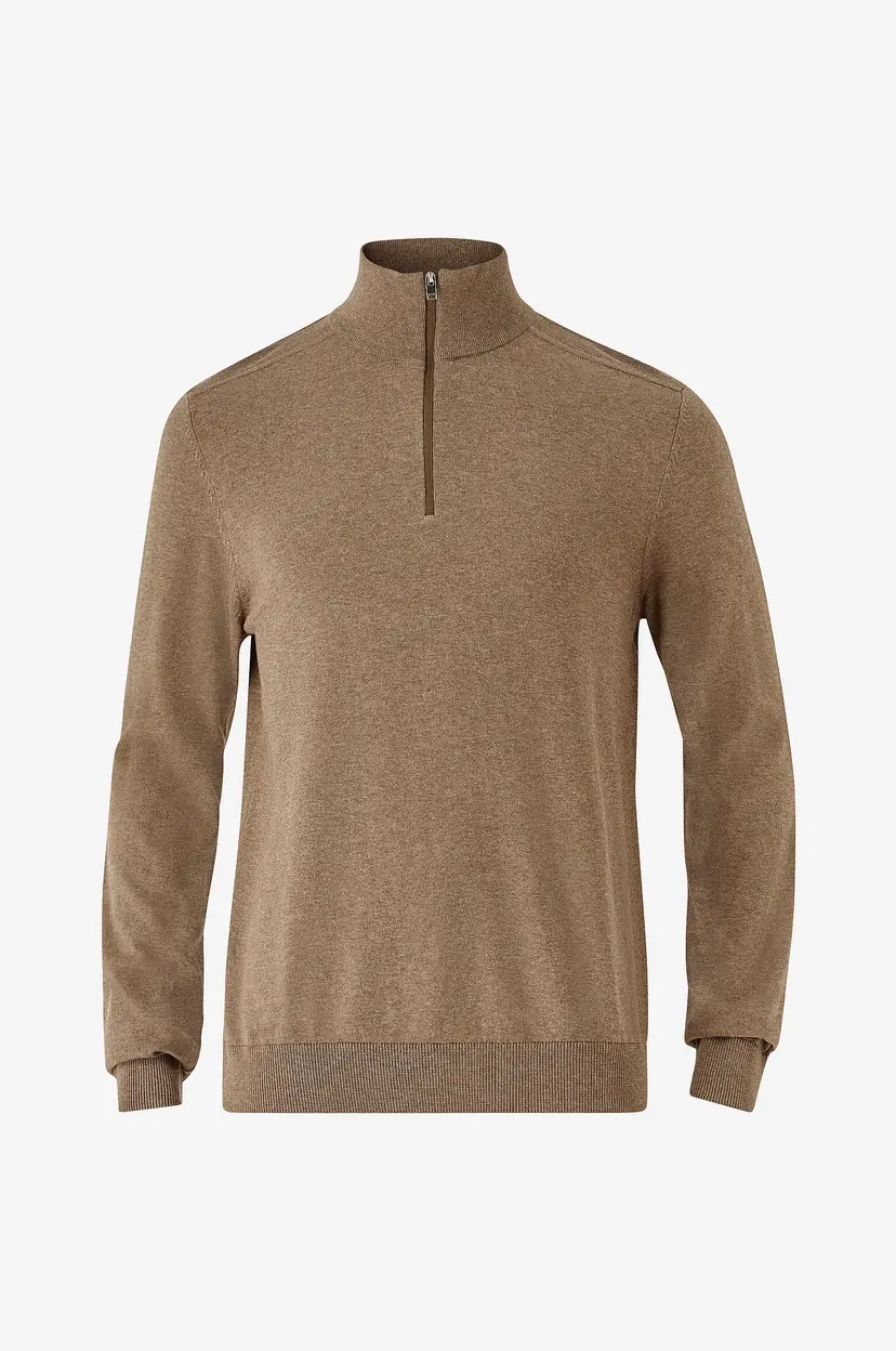 Selected Men Pologenser slhBerg Half Zip Cardigan - Brun