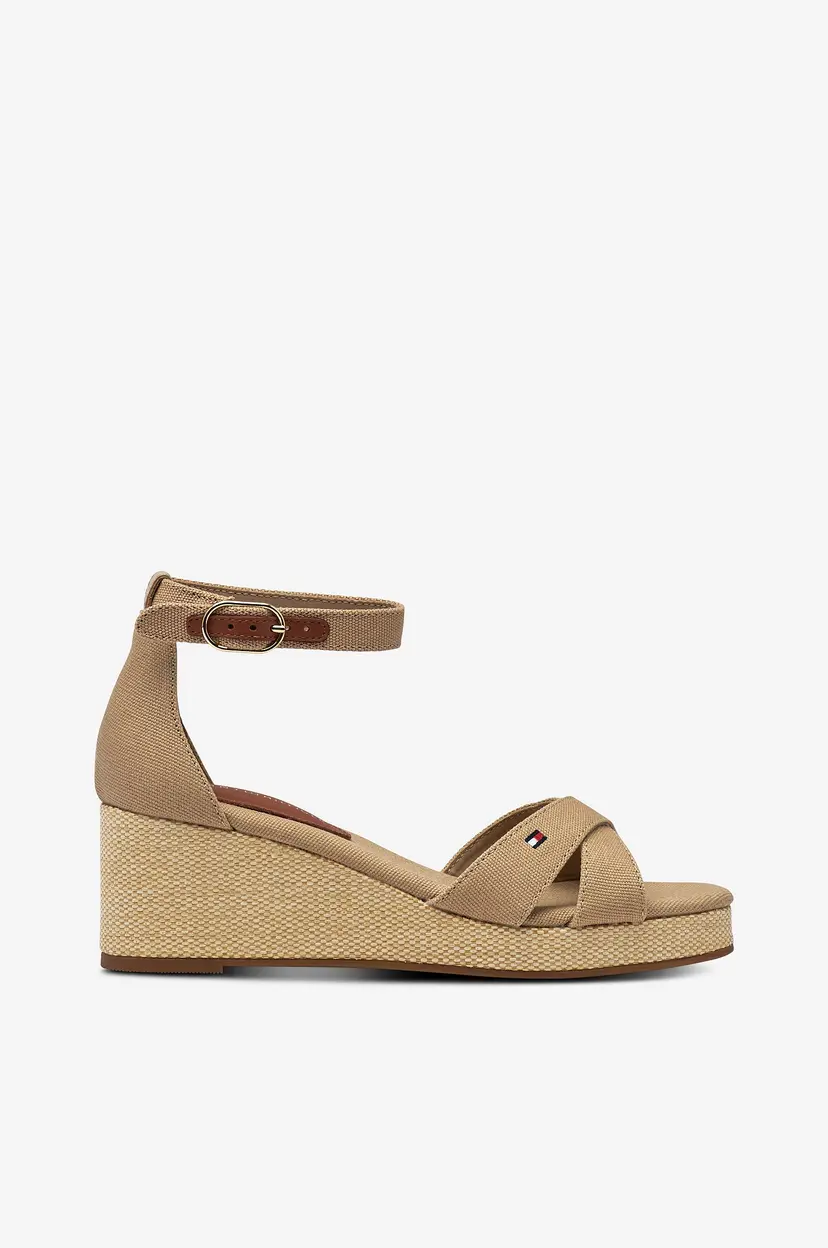 Tommy Hilfiger Sandaletter Mid Wedge Espad - Beige