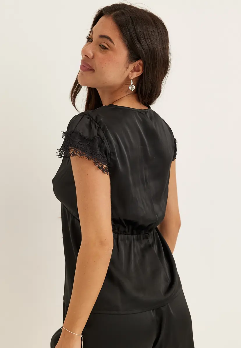 Bubbleroom Satin Lace Blouse