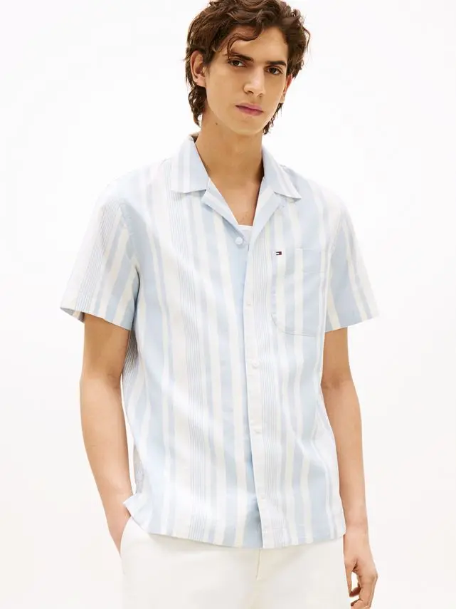 Tommy Hilfiger STRIPED CAMP COLLAR SS SHIRT